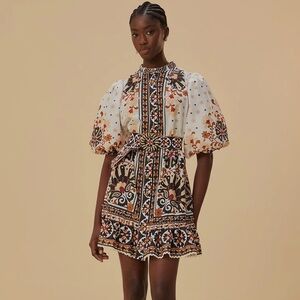 Farm Rio Tapestry Off-White Mini Dress